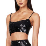 Nookie  Cascade Sequin Crop Top Black Size Large NWT Photo 0