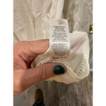 Frame  Revolve White Lattice Deep V-Neck Relaxed Fit Peasant Blouse Size Medium Photo 2