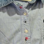 Vintage Winnie The Pooh Gingham short Sleeve Button Down Shirt Denim 18W White Photo 4