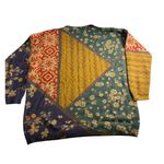 None Boho Patchwork Oversized Sweater Multicolor Floral Print Wool Blend Size M Photo 4