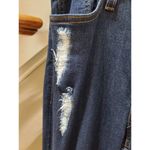 Vibrant  Womens Stacked Blue Denim Rayon Distressed Pockets Pull On Jeans Large Photo 2