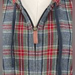 L.L. BEAN Women's Scotch Plaid Flannel Shirt Relaxed Zip Hoodie Gray/Multi Photo 1