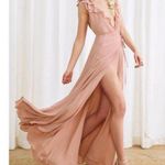 Reformation Sleeveless V-Neck Peppermint Maxi Wrap Dress Size XS Formal Bridal Photo 0