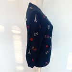 Talbots  Iconic French Embroidery Navy Crew Neck Sweater Size M Photo 9