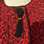 Vtg 80's Maggy London 100% Silk Jacket Womens Sz 14P Red Black Leopard Coat Photo 8