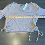 Good Luck Gem Good Luck Large Gem Ribbed Crop Top with Side Ties Gray Long Sleeve Casual Chic Photo 3