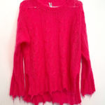 Anthropologie  ANTHRO Posey Stitchy Distressed Sweater Neon Pink Oversized WOOL Photo 0