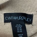 Cynthia Rowley Women's Brown Tan Geometric Knit Long Sleeve Crop Sweater Top XS Photo 2