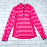 Avalanche  Women's Hoodie Pullover Striped Button Front Thumb Hole Pink‎ M Photo 1