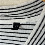 ATM silk wool cashmere blend black and white striped v neck sweater Size L Photo 4