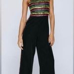 Nasty Gal Premium Black Multi Color Gem Hand Embellished Jumpsuit NWT US Size 14 Photo 0