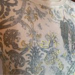 Calvin Klein Jeans Calvin Klein cap sleeve T-shirt distressed edges cream, green, gold foil accents Photo 6