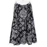 Coldwater Creek  Black Flowy Cotton Maxi Skirt Sz L Abstract Cottagecore Prairie Photo 7