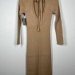 WAYF x BFF Hollie Ribbed Midi Sweater Dress XXS Camel Tie Back Dede Emily NEW Photo 3