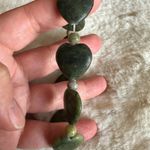 Green Stone Nephrite Serpentine Jade Bracelet Heart Bead Stretch Boho Jewelry Photo 3