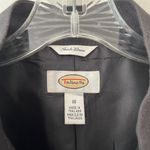 Talbots Sz 10 Irish Linen Black Mock Neck Button Down Blazer Shoulder Pads Photo 2