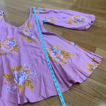 Free People  Francesca Mini Babydoll Coqette Dress Floral Pink Puff Long sleeve L Photo 6