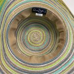 Panama Jack Hat Sun Straw Paper Wide Brim Beach Travel Striped Green Yellow Grey Photo 9