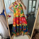 Farm Rio  Women’s Small Mixed Prints Tiered Maxi Ruffle Dress NWT tropical new Photo 1