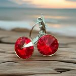 Handcrafted earrings with scarlet red sparkly Swarovski crystal Photo 1