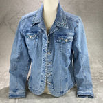 Christine Alexander Trucker Jacket Women L Blue Denim Rhinestone Mandala Crystal Size L Photo 0