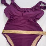 J.Crew Minimalist Ruffle Sleeve One Piece Purple Bathing Swimsuit Women’s 10 Photo 9