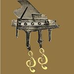 Vintage Silver and Gold Tone Grand Piano Pin Brooch Treble Clef Dangles 2.5" tal Photo 3