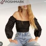 J.Crew NWOT Ruched Puff Sleeve Black Crop Top. Size 14. Photo 0