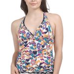 Gottex  PROFILE Tankini Top Size 8 Echo Halter Neck Multicolor Ruffled Hem Beach Photo 1