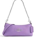 Coach NWT CL407 Charlotte Shoulder Bag Pebble Leather Silver/Iris Color $378 Photo 0