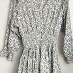 Maje floral print smocked button front long sleeve Ruffle Cotton dress M Photo 1