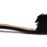 Aquazzura Wild Thing women’s black suede flat slide sandal size IT 37 US 7 6.5 Photo 2