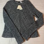 Lucky Brand NEW  Knit Gorgeous Black White Silver Metallic  Sweater Size M Photo 9