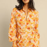 Charlie Holiday Amber Orange 70s Floral Belted Shirt Dress 4 Photo 0