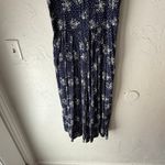 Erika Vintage 90s Floral Cottage V Neck Lace Blue Babydoll Midi Dress Photo 2