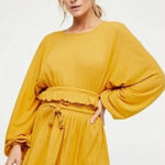 Free People Beach Sweet Lady Set Women's XS Mustard Yellow Long Sleeve Ruffle Photo 0