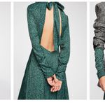 Free People Loveless Printed Satin Backless A Line Midi Dress Emerald Green Sz 2 Photo 2