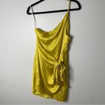Lovers + Friends Revolve  Karen One Shoulder Yellow Satin Bow Mini Dress Medium Photo 2