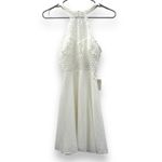 Lulus Dress Made in the Crocheted White Skater Halter Neck Mini Dress Sz XS NEW Photo 2
