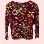 Talbots Cute stretchy burgundy wine floral long sleeve top Photo 2
