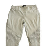 Beulah Moto Pants Womens Size Medium Beige Pull On Stretch Ankle Zip Tapered Photo 1