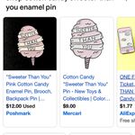 “Sweeter Than You” Cotton Candy Enamel Pin Pink Photo 8