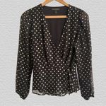 Banana Republic Y2K  Metallic Dot Wrap Blouse Black Top- Sz. Medium Coquette Girl Photo 0