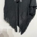 Charter Club  Black Raschel Knit Toggle Poncho Wrap Sz OS NWT Photo 3