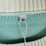 ETCYY NWT Blue White Trim Long Balloon Sleeve Waffle Knit Plush Sweater Size M Size M Photo 5