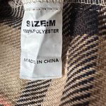 Orange Geometric Plaid Print Button Up Flannel Shirt Jacket; Shacket;size medium Photo 7