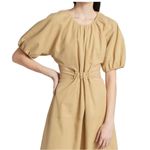 Moon River Anthropologie Puff-Sleeve Cut-Out Poplin Midi-Dress Sz M Photo 2