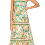 Jade Melody Tam Toe Shoulder Garden Border Tiered Maxi Dress Size XS Pink Photo 0