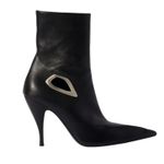 Off-White NIB Crescent Stiletto Heeled Ankle Boots in Black Size 37 Photo 0