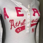 Aeropostale Vintage White Ribbed Knit Henley Top Medium Long Sleeve Y2K 2000s Photo 6